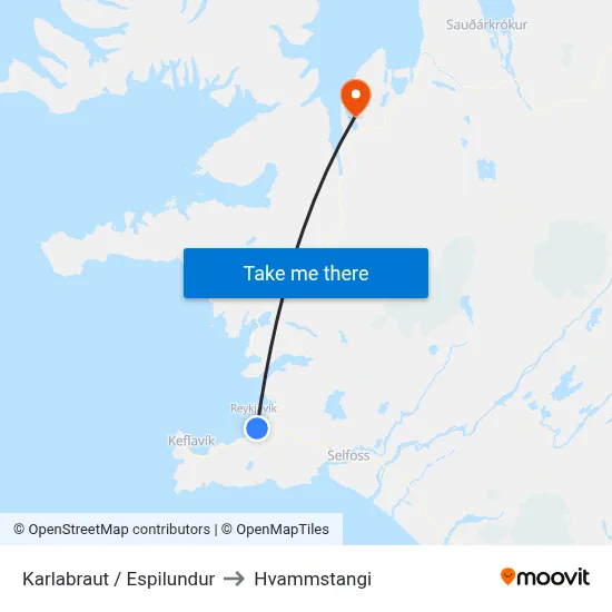 Karlabraut / Espilundur to Hvammstangi map