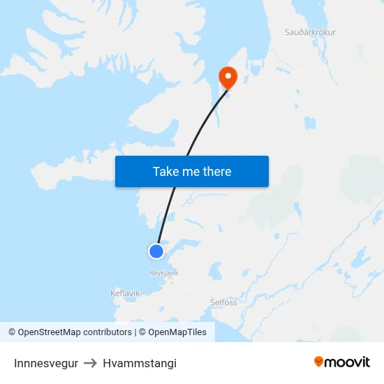 Innnesvegur to Hvammstangi map
