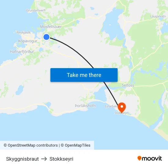 Skyggnisbraut to Stokkseyri map