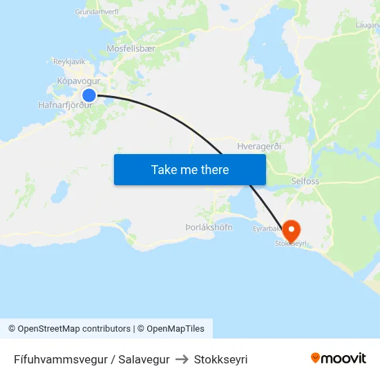Fífuhvammsvegur / Salavegur to Stokkseyri map