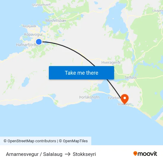 Arnarnesvegur / Salalaug to Stokkseyri map