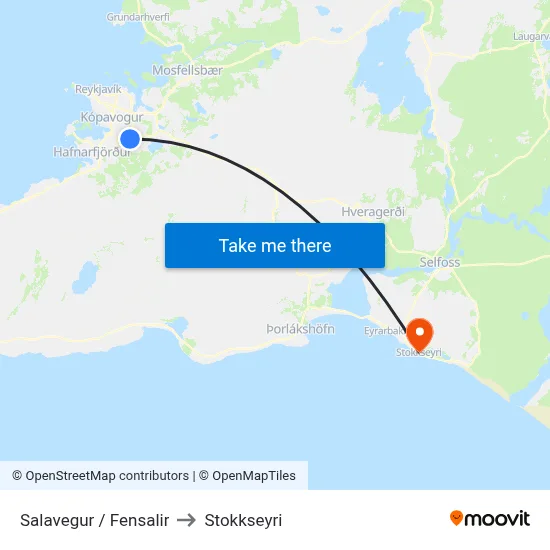 Salavegur / Fensalir to Stokkseyri map