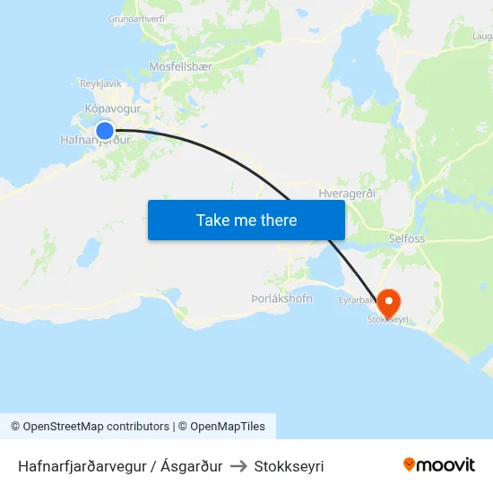 Hafnarfjarðarvegur / Ásgarður to Stokkseyri map