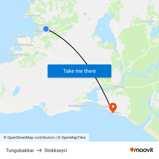 Tungubakkar to Stokkseyri map