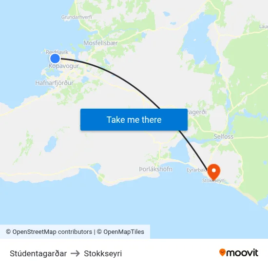 Stúdentagarðar to Stokkseyri map