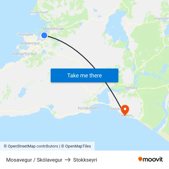 Mosavegur / Skólavegur to Stokkseyri map