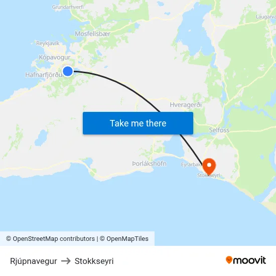 Rjúpnavegur to Stokkseyri map