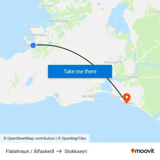 Flatahraun / Álfaskeið to Stokkseyri map