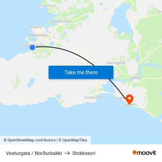 Vesturgata / Norðurbakki to Stokkseyri map