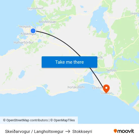 Skeiðarvogur / Langholtsvegur to Stokkseyri map