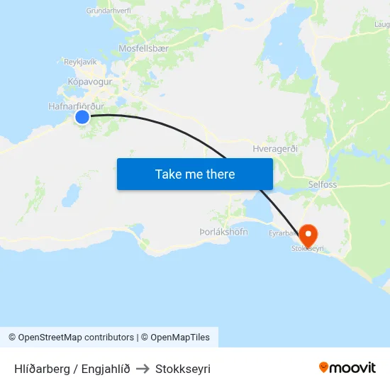Hlíðarberg / Engjahlíð to Stokkseyri map