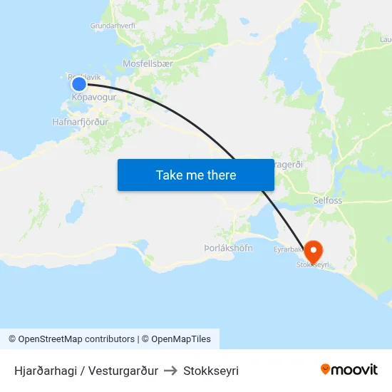 Hjarðarhagi / Vesturgarður to Stokkseyri map