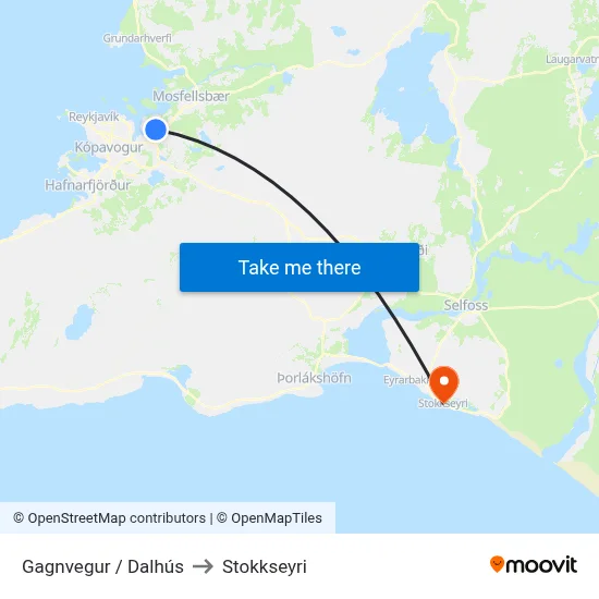 Gagnvegur / Dalhús to Stokkseyri map