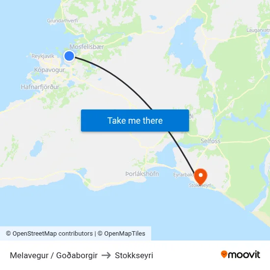 Melavegur / Goðaborgir to Stokkseyri map