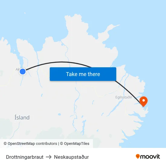 Drottningarbraut to Neskaupstaður map