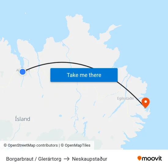 Borgarbraut / Glerártorg to Neskaupstaður map