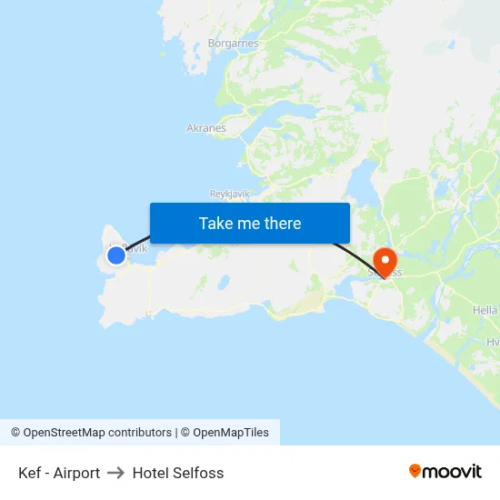 Kef Komur / Arrivals to Hotel Selfoss map