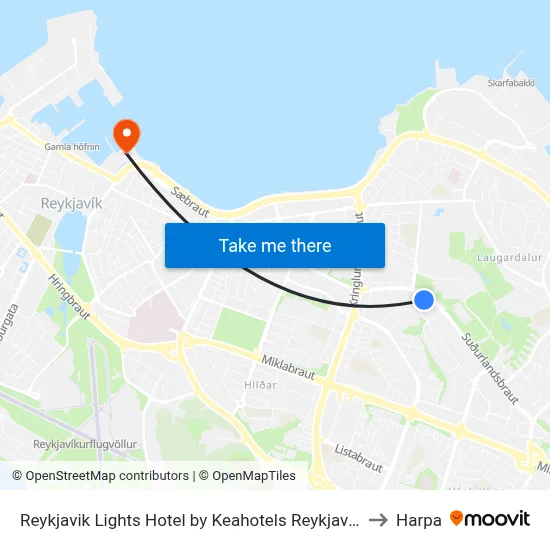 Reykjavik Lights Hotel by Keahotels Reykjavík to Harpa map