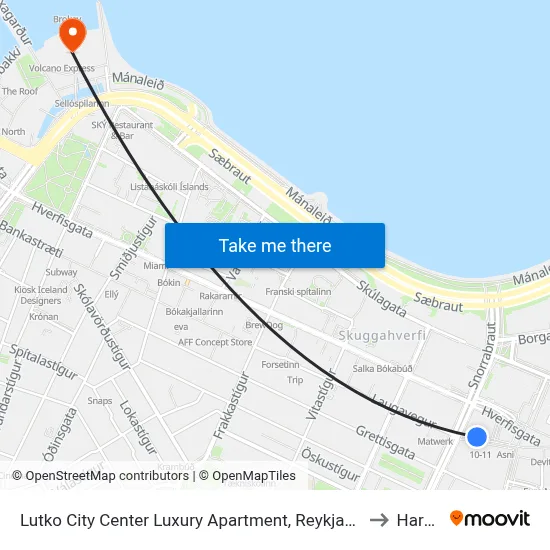 Lutko City Center Luxury Apartment, Reykjavík to Harpa map