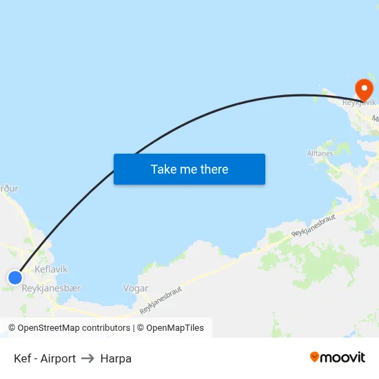 Kef Komur / Arrivals to Harpa map
