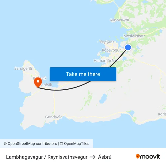 Lambhagavegur / Reynisvatnsvegur to Ásbrú map