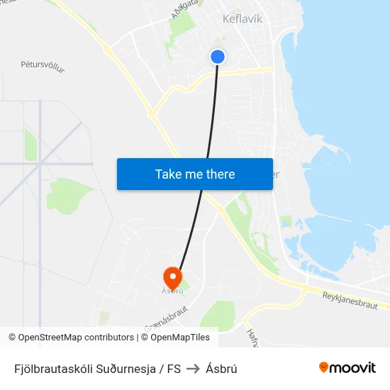 Fjölbrautaskóli Suðurnesja / FS to Ásbrú map