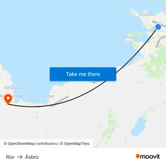 Rúv to Ásbrú map