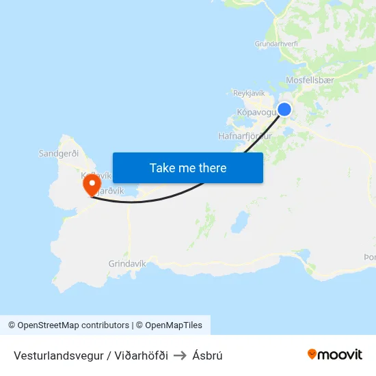 Vesturlandsvegur / Viðarhöfði to Ásbrú map