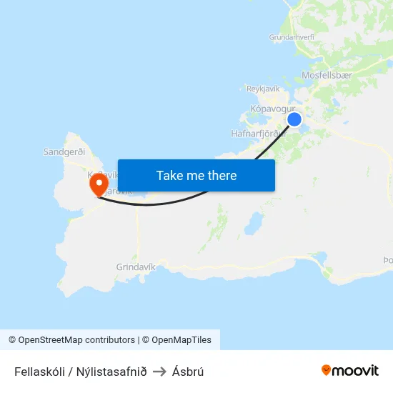 Fellaskóli / Nýlistasafnið to Ásbrú map