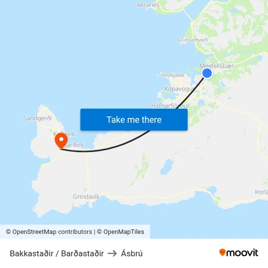 Bakkastaðir / Barðastaðir to Ásbrú map