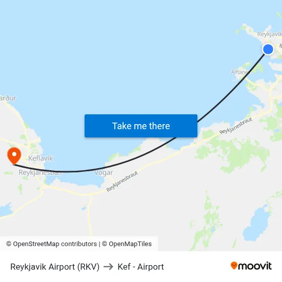 Reykjavik Airport (RKV) to Kef - Airport map