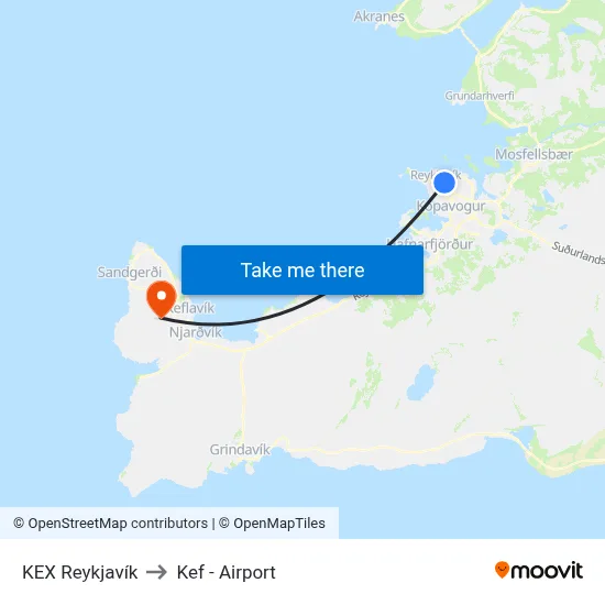 KEX Reykjavík to Kef - Airport map
