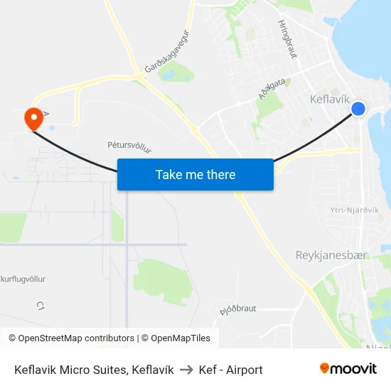 Keflavik Micro Suites, Keflavík to Kef - Airport map