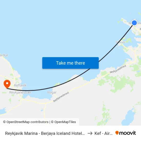 Reykjavik Marina - Berjaya Iceland Hotels, Reykjavík to Kef - Airport map