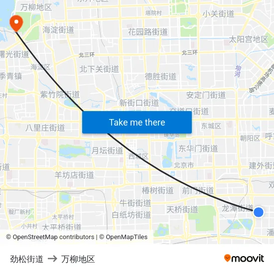 劲松街道 to 万柳地区 map