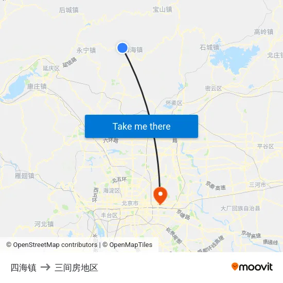 四海镇 to 三间房地区 map