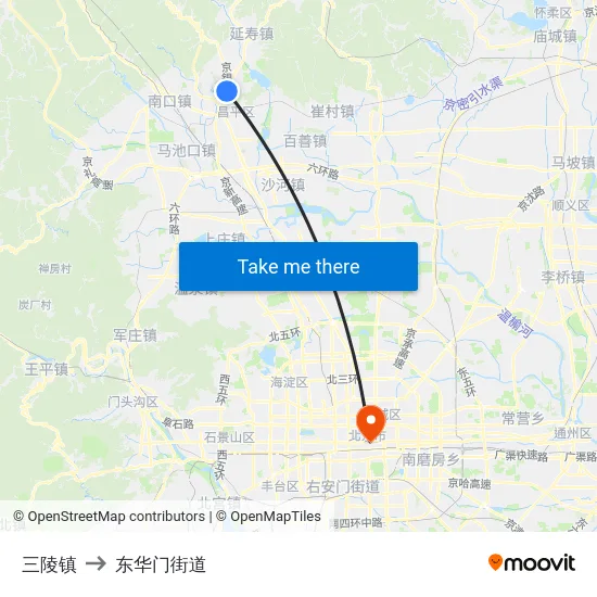三陵镇 to 东华门街道 map