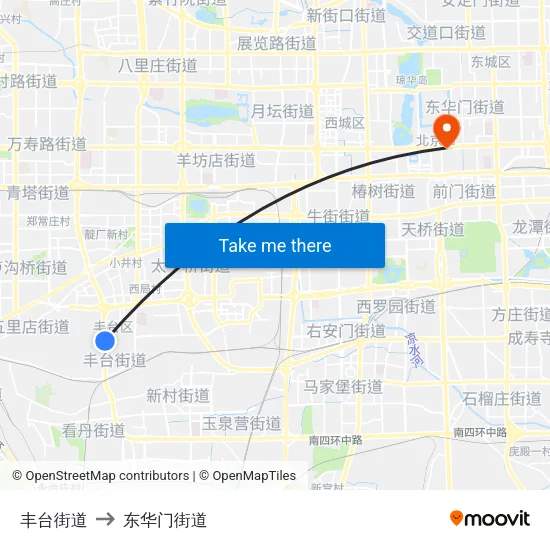 丰台街道 to 东华门街道 map