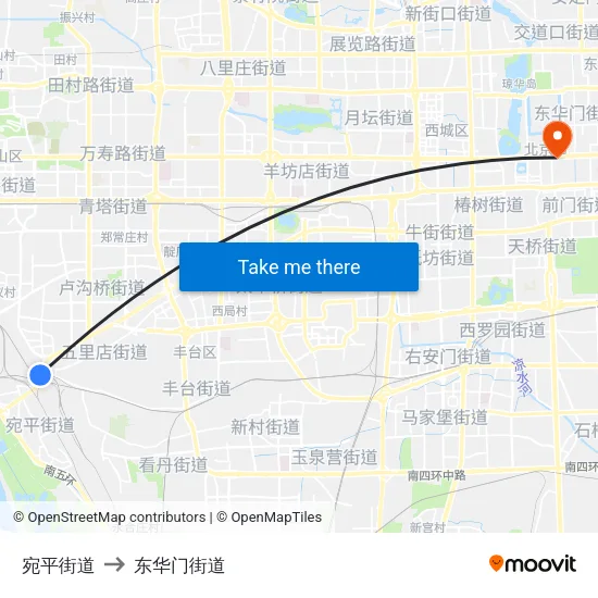 宛平街道 to 东华门街道 map