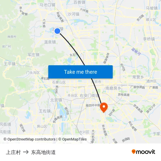 上庄村 to 东高地街道 map