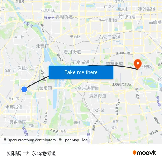 长阳镇 to 东高地街道 map