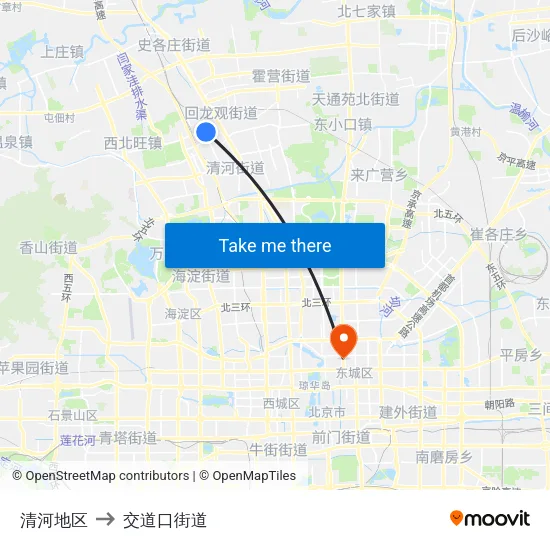 清河地区 to 交道口街道 map