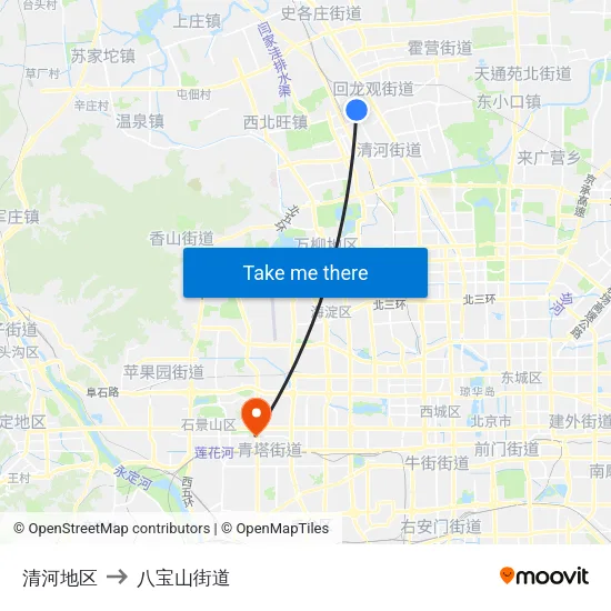清河地区 to 八宝山街道 map