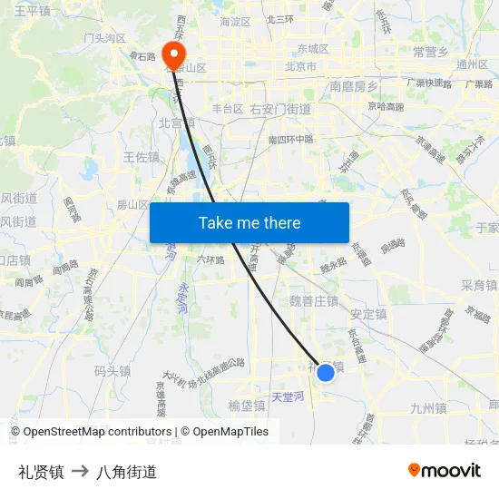 礼贤镇 to 八角街道 map