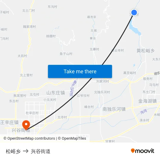 松峪乡 to 兴谷街道 map