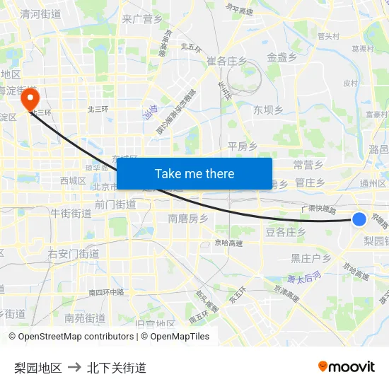 梨园地区 to 北下关街道 map