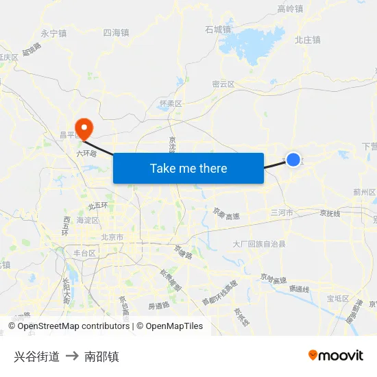 兴谷街道 to 南邵镇 map