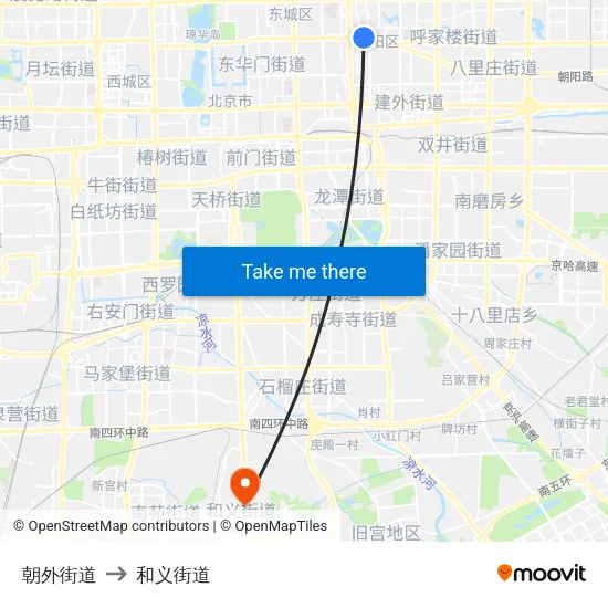 朝外街道 to 和义街道 map