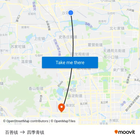 百善镇 to 四季青镇 map