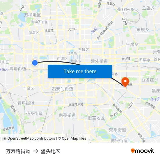 万寿路街道 to 垡头地区 map